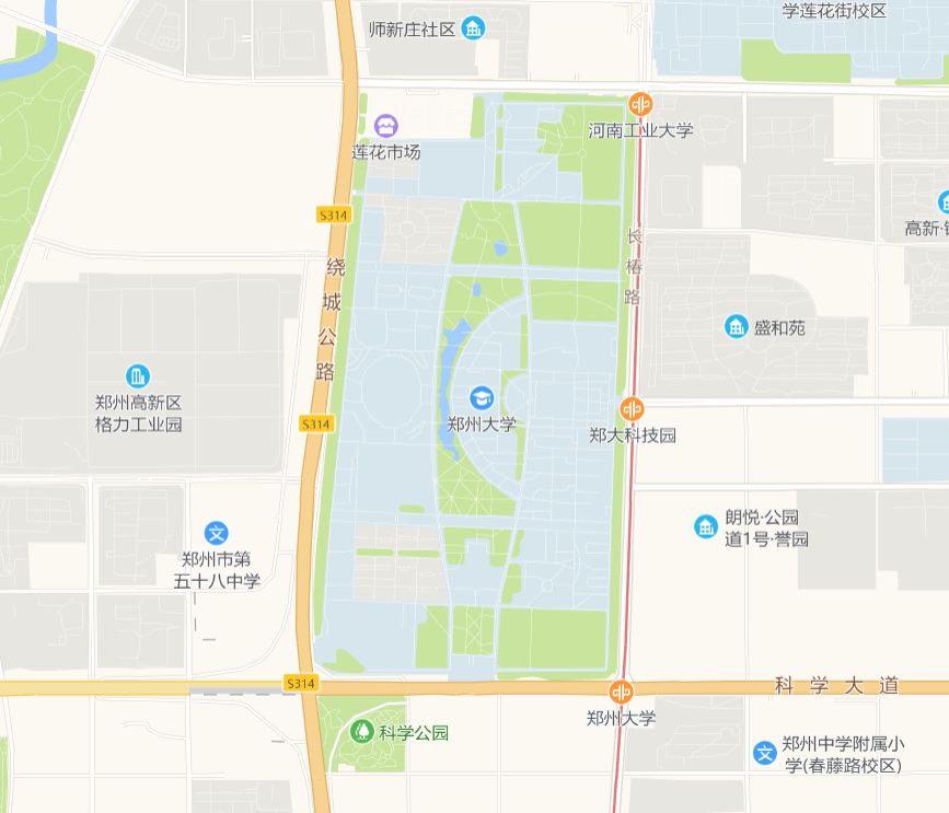 向西200米到鄭州大學主校區南門,進入校園;搭乘地鐵,公交◆由北三環