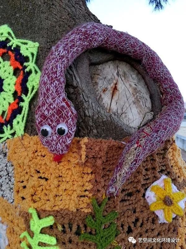 艺术冬天到了我给大树穿花衣