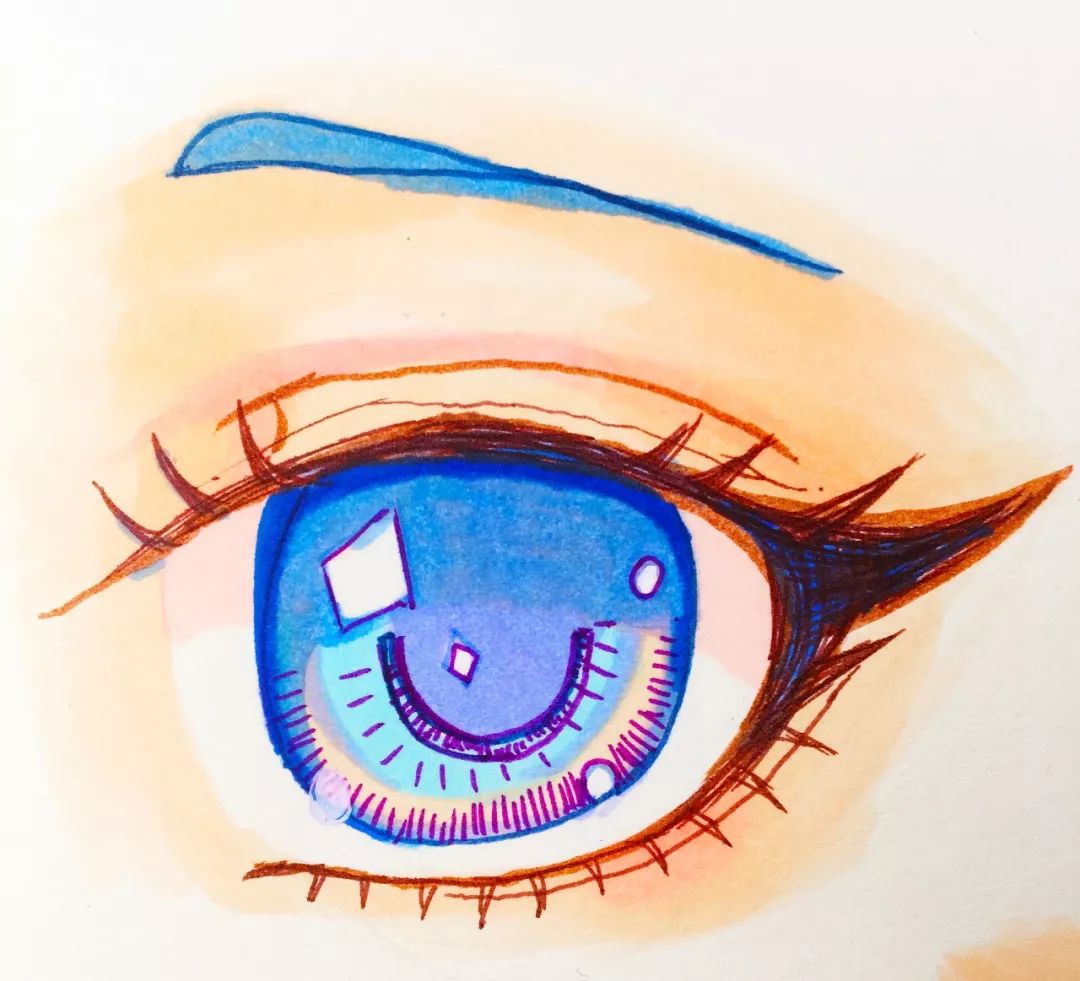 眼睛一:蓝紫宝石瞳眼睛的画法很简单,只要掌握了绘画技巧和规律,就能