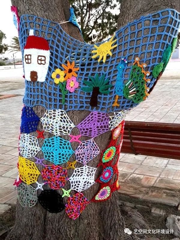 艺术冬天到了我给大树穿花衣