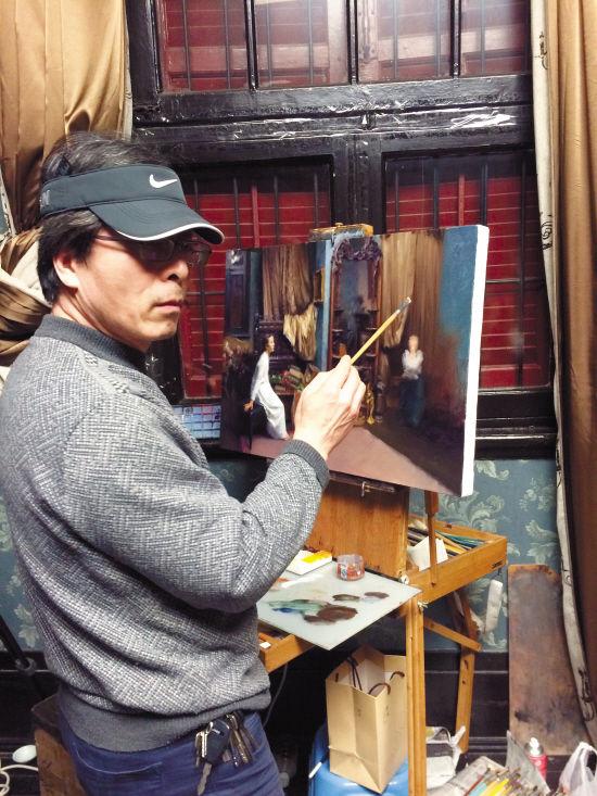 超写实油画大师冷军我没那么神用的都是普通油画布和笔