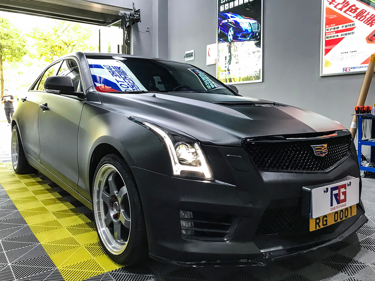 凯迪拉克车身改色钛金石墨黑rg瑞集改色膜湖南岳阳加盟店出品