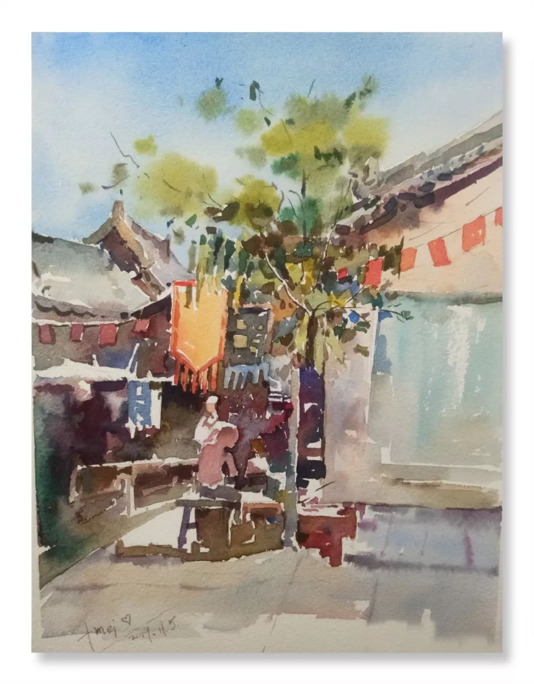 贾梅《袁家村》32x42cm宝虹艺术家级王一斌《皇城相府写生》31x41cm