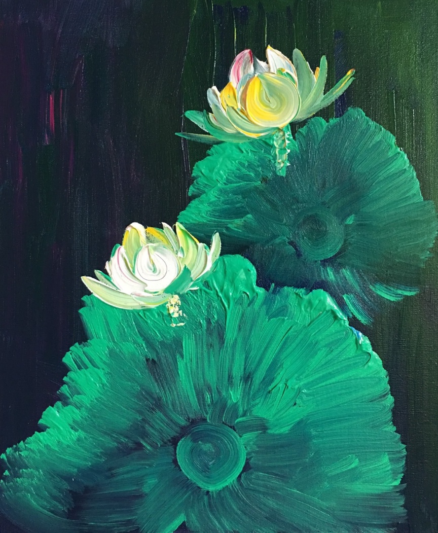 走进青年画家丁昌胜和他的七彩莲花作品