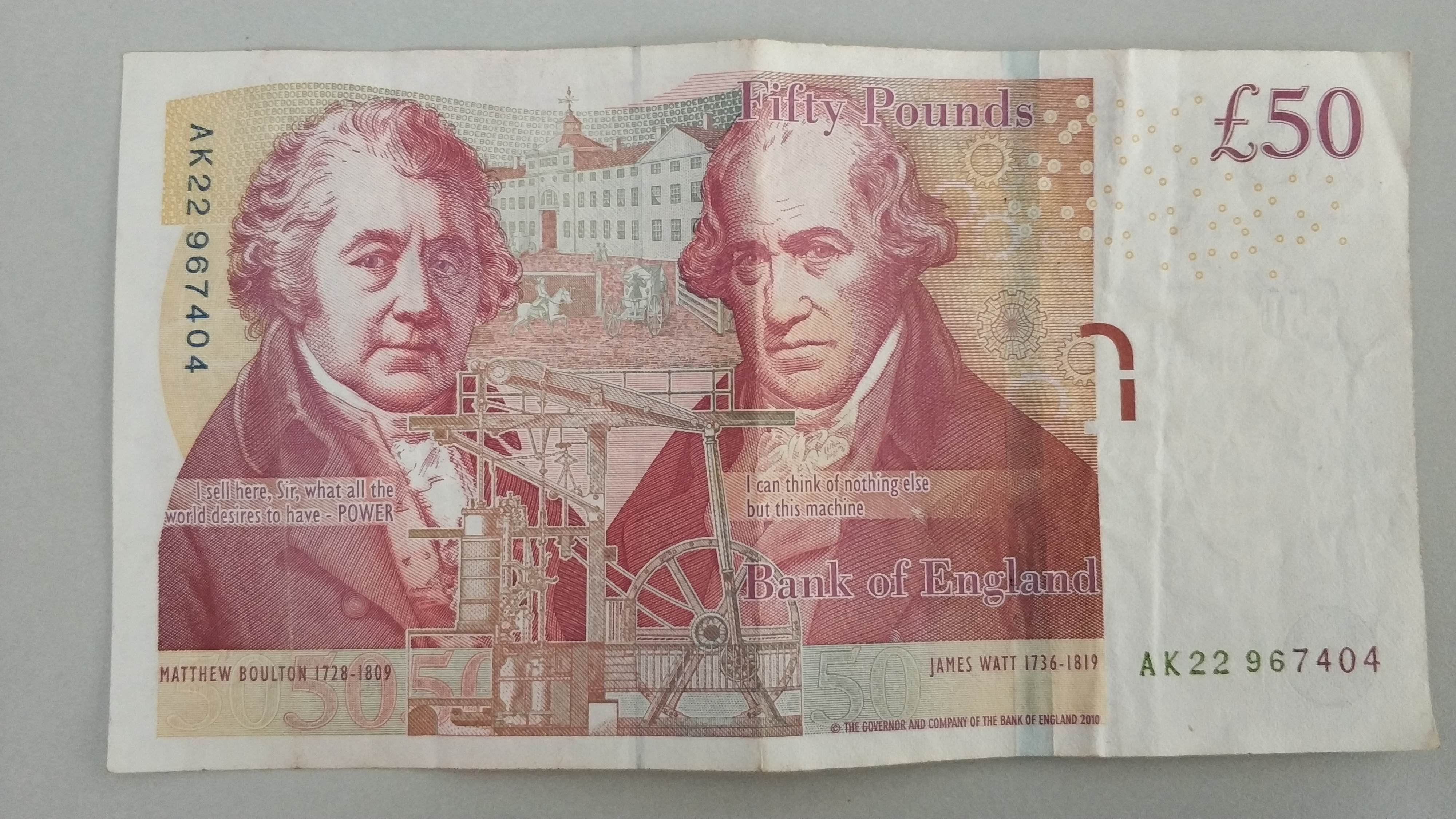 旧版50英镑纸币图片