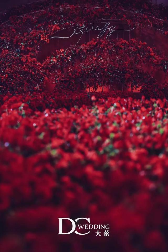 原创这场婚礼现场使用了5000支勃艮第红玫瑰