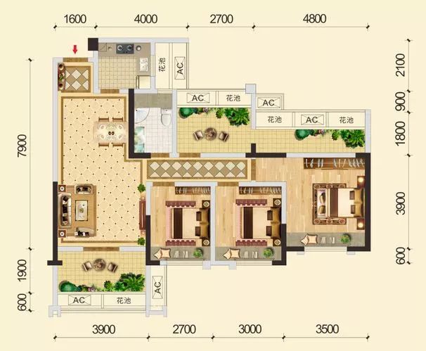 "户型方正,得房率高"全面积户型段01远达