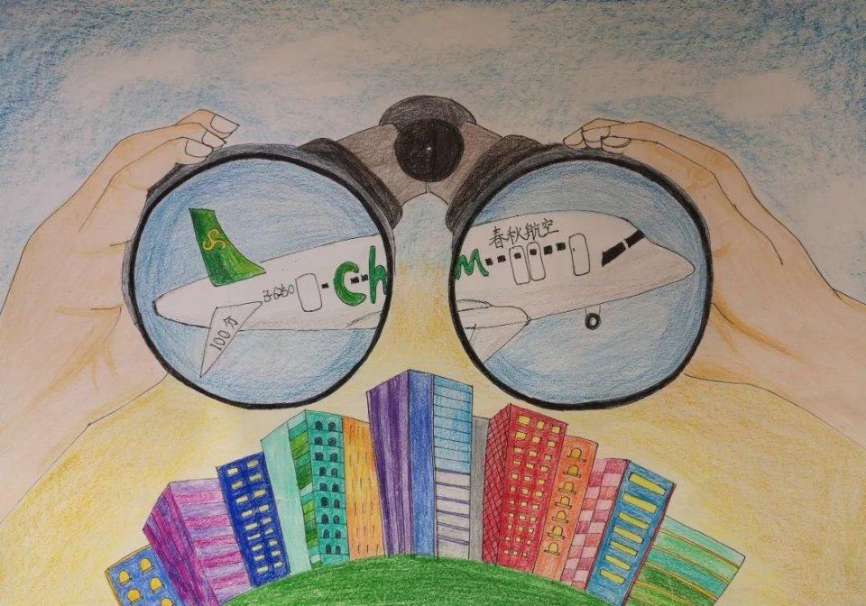 春航100机孩子们画笔下蓝天与春秋航空如此绚烂快来瞧瞧看