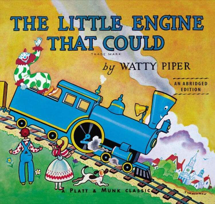 昨晚和哥倆一起讀watty piper創作的繪本 《the little engine that