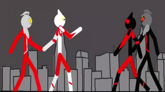 火柴人版奥特曼赛文初代vs暗黑赛文初代看谁厉害