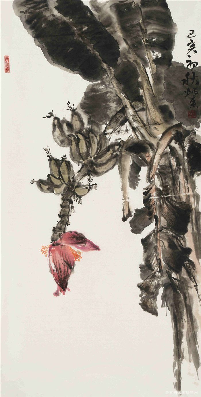 芭蕉 50x100cm 郭炳森老船板 60x60cm 郭炳森凌霄 120x240cm 郭炳森