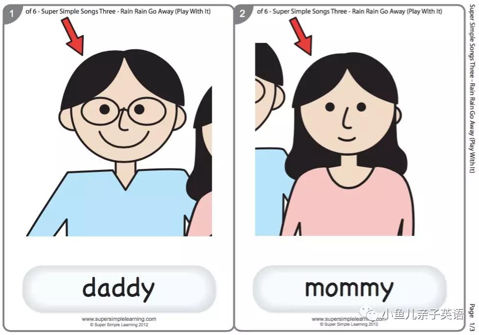 配套的闪卡资源是家庭成员的认知:家庭成员认知(daddy, mommy