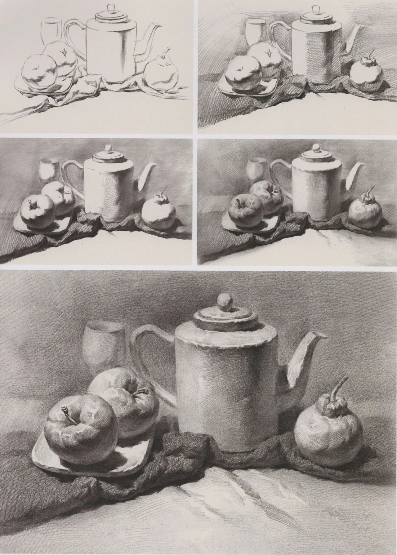 美术提分策临摹精选丨联考风素描静物组合范画兰州画室微课堂