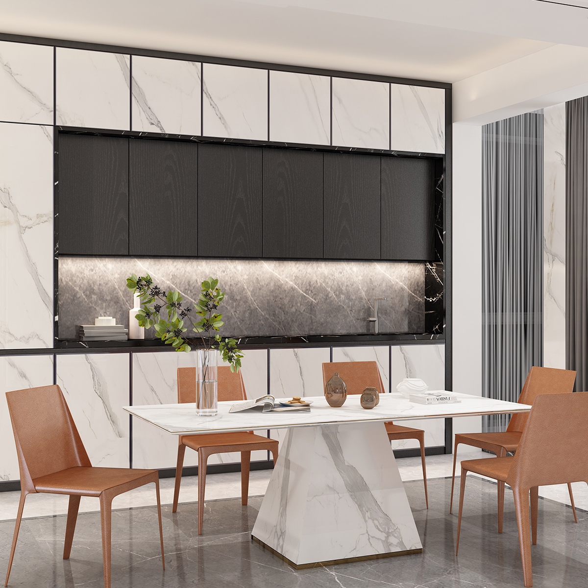 生活的仪式感,从选择高颜值的岩板餐桌开始._装饰