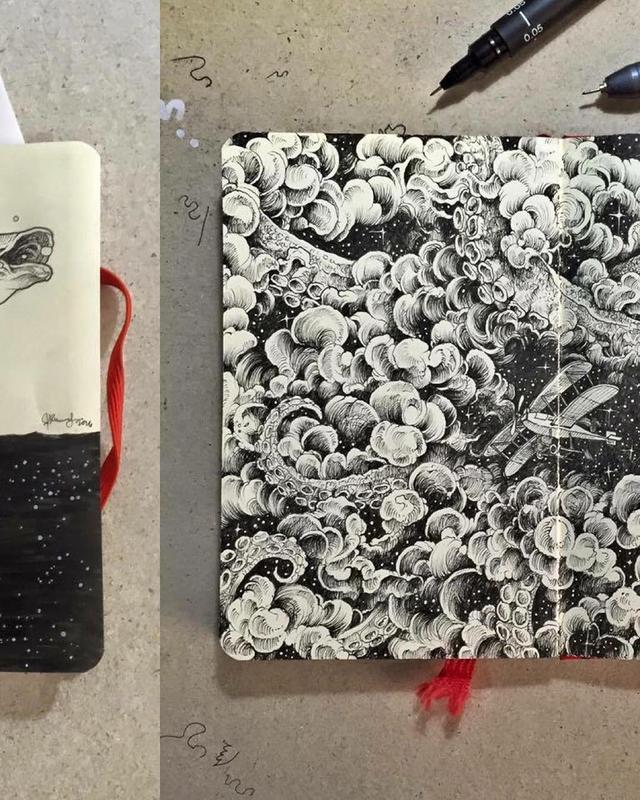 非常霸气的针管笔手绘超有画面感被震撼到了