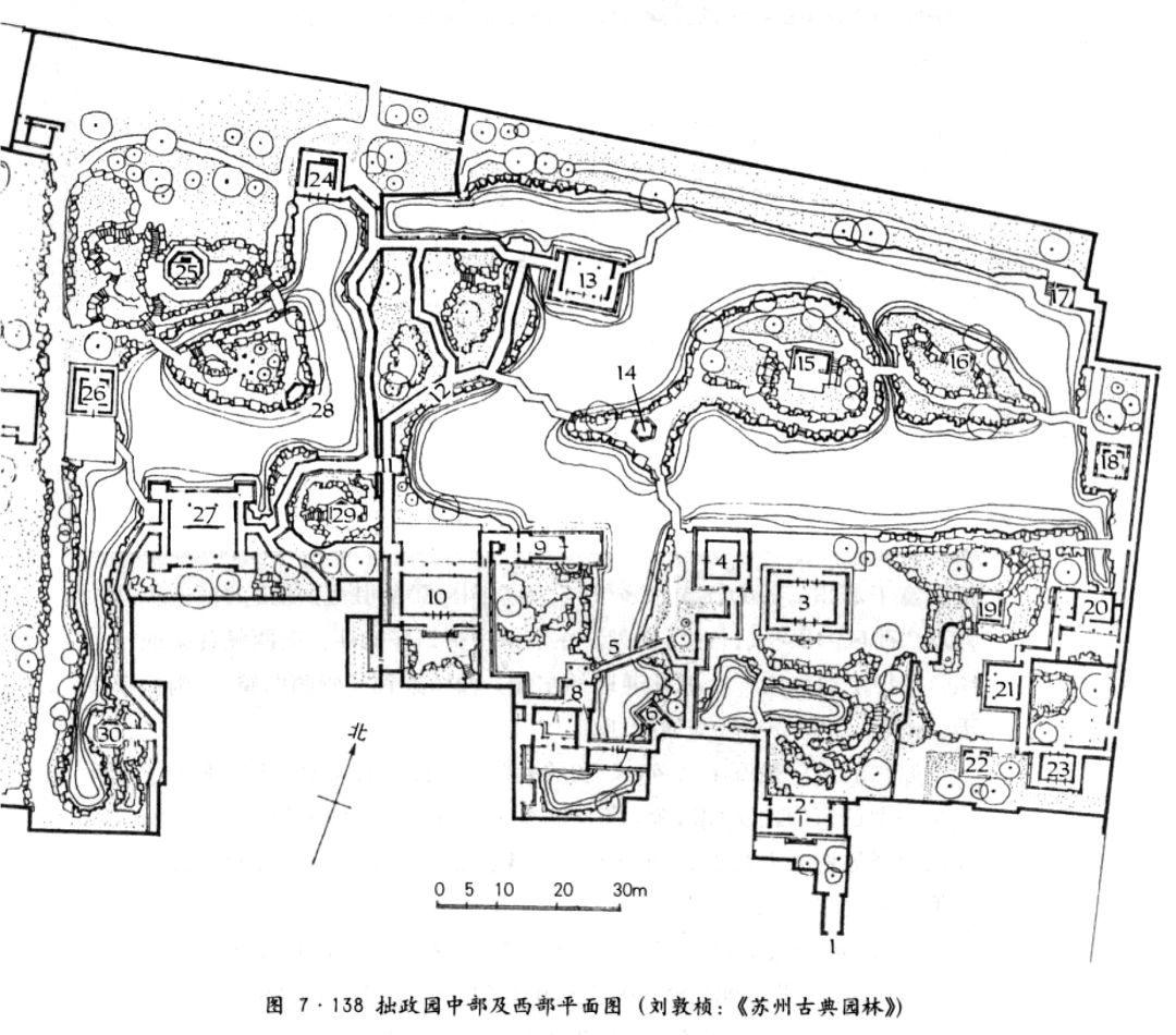 拙政园中园平面图图片