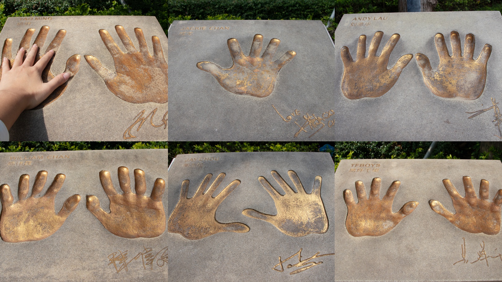 上是包括刘德华,成龙,葛优,姚明,周杰伦等在内的80位明星的手印和签名