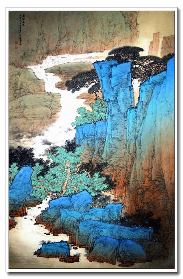 意境幽逸关奇工笔山水画