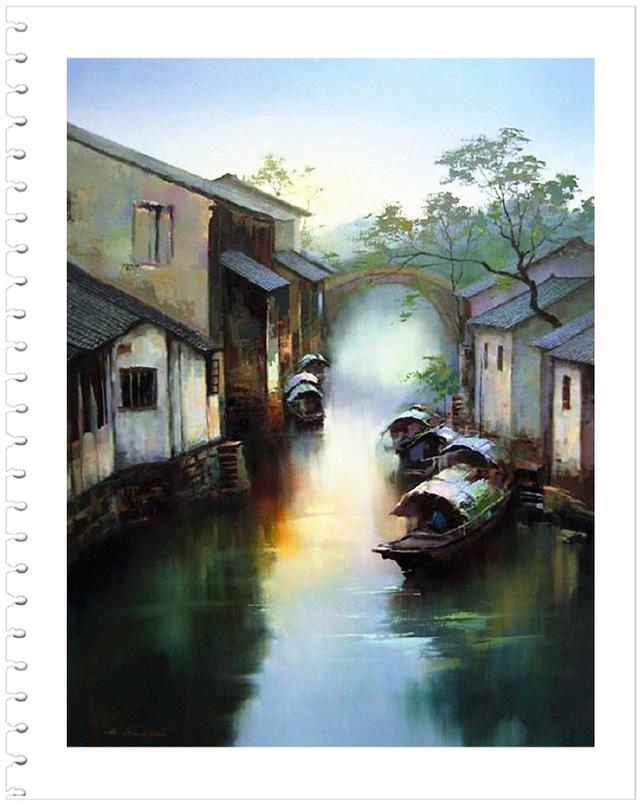 色彩山水 梁鸿健风景油画