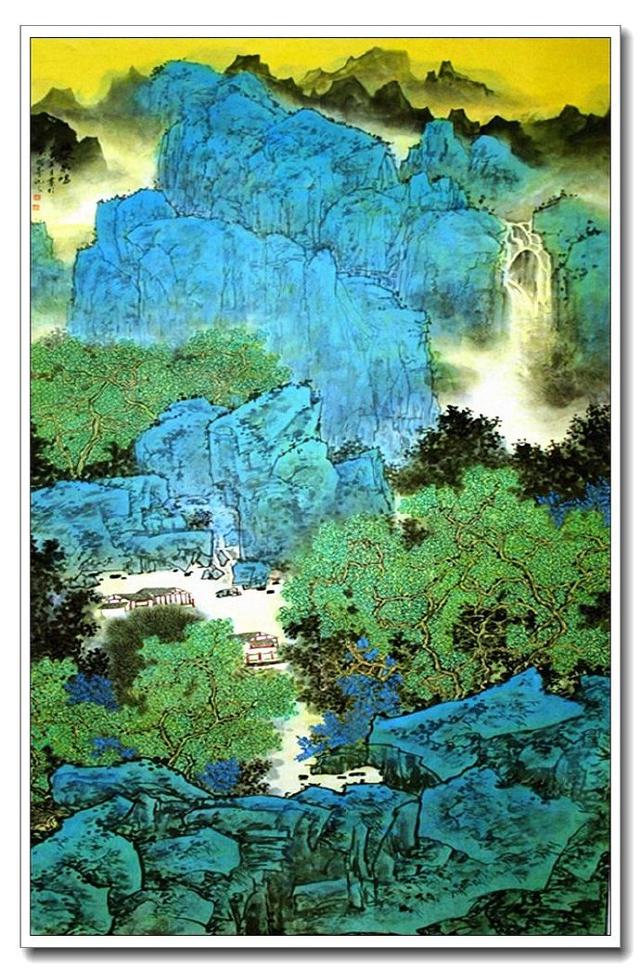 意境幽逸关奇工笔山水画