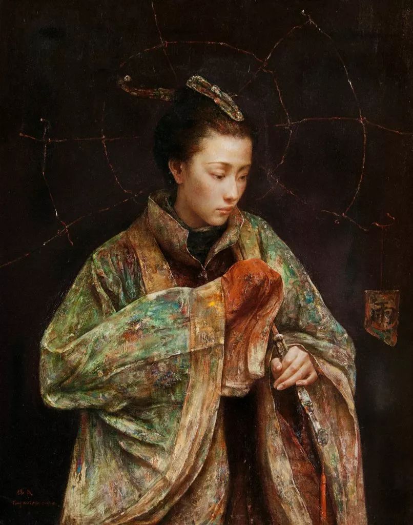 他画的西藏女孩,遗世独立,不食烟火,太让人向往了_唐伟民