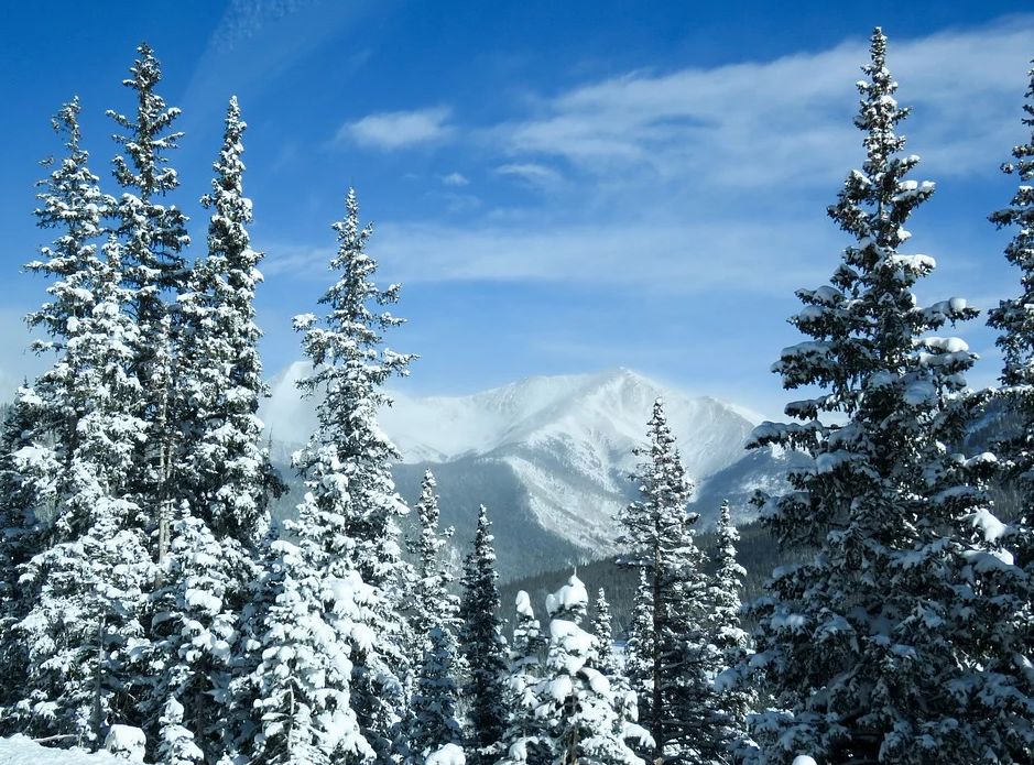 美國冬季滑雪高山雪景美如畫滑雪賞雪正當時