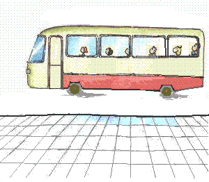 乘坐公交车动图卡通图片