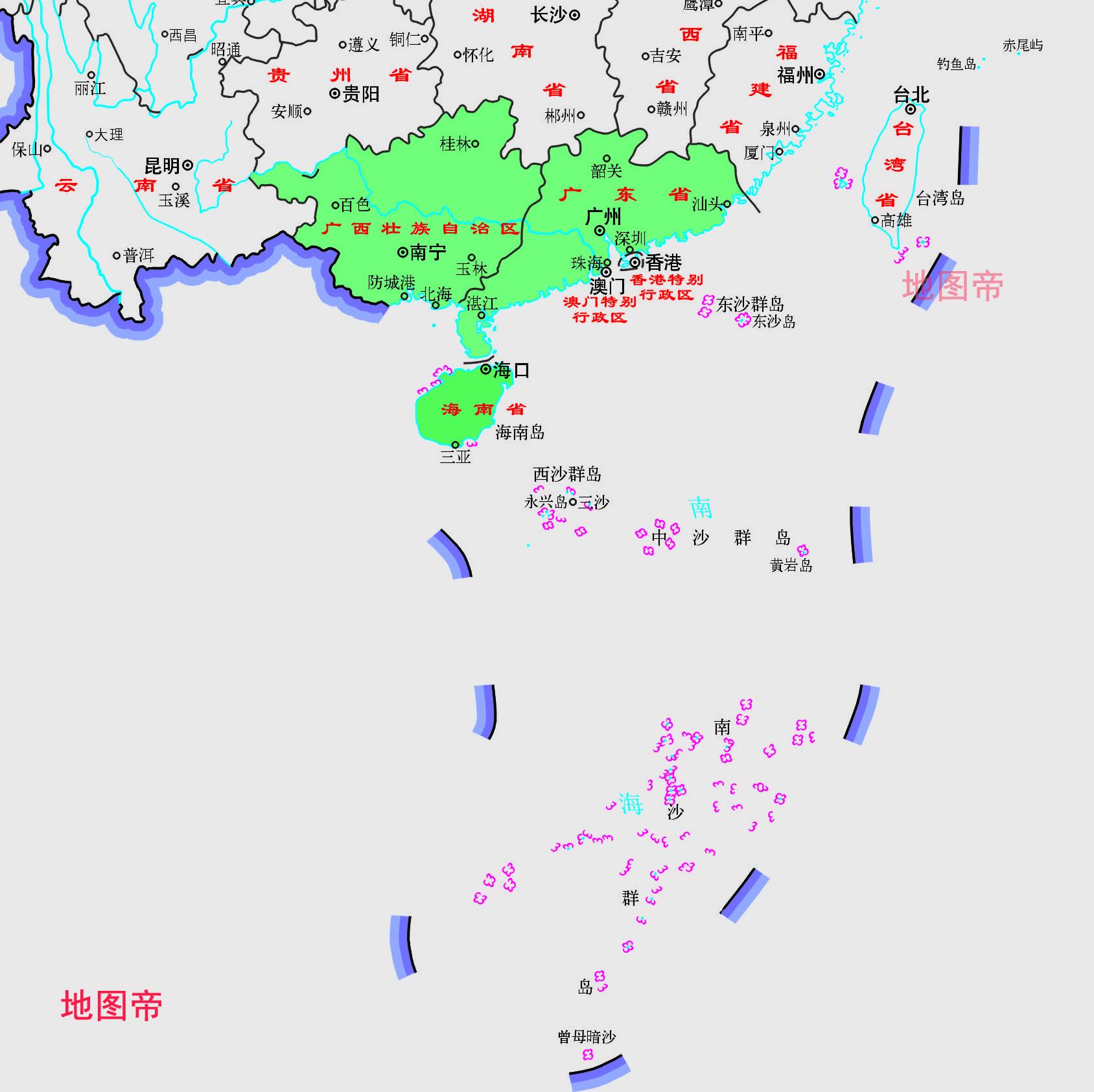 华南地区除广东广西外还包括哪些省区