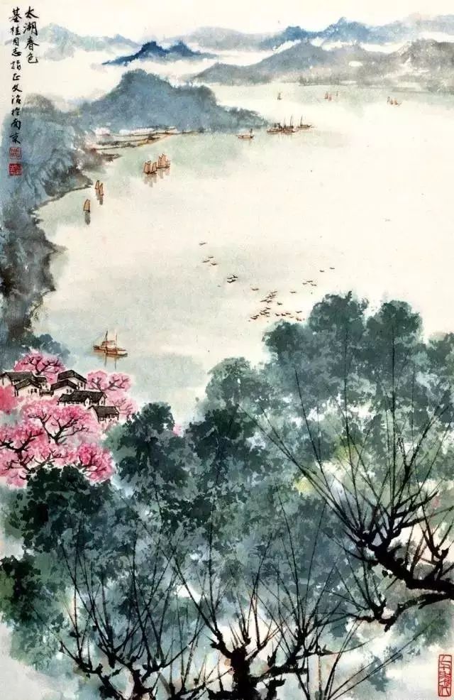 太湖春色宋文治 1987年 运河两岸春意浓宋文治 1985年 洞庭新绿宋文治