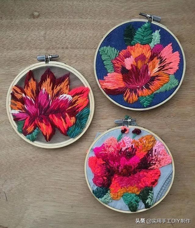 「刺繡作品」毛線和布條這樣子刺繡,裝飾衣物美極了_圖案