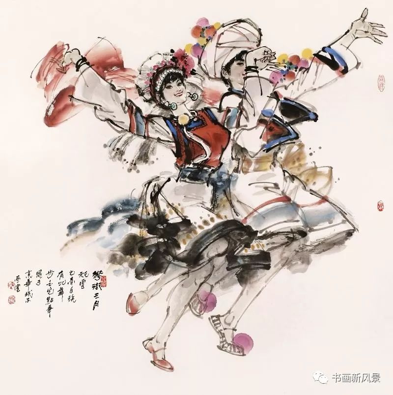 水墨民族舞画太好看了