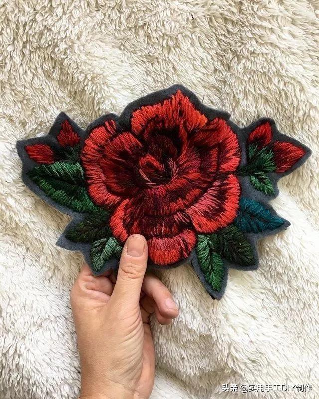 「刺繡作品」毛線和布條這樣子刺繡,裝飾衣物美極了_圖案