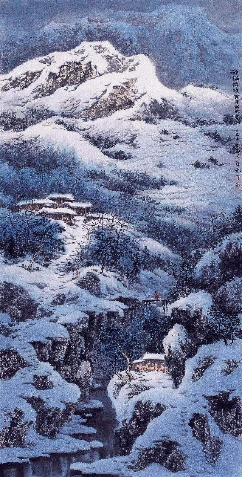 国画艺术里的雪景美的一颗心也随着雪的旋律起舞