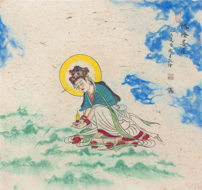 佛--84x84-斗方樂舞图-100x80cm新时代的面壁者——记佛像画家卫星文