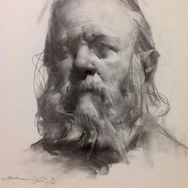 好大气的虚实关系他的素描囊括了空气和光超有个性和风格