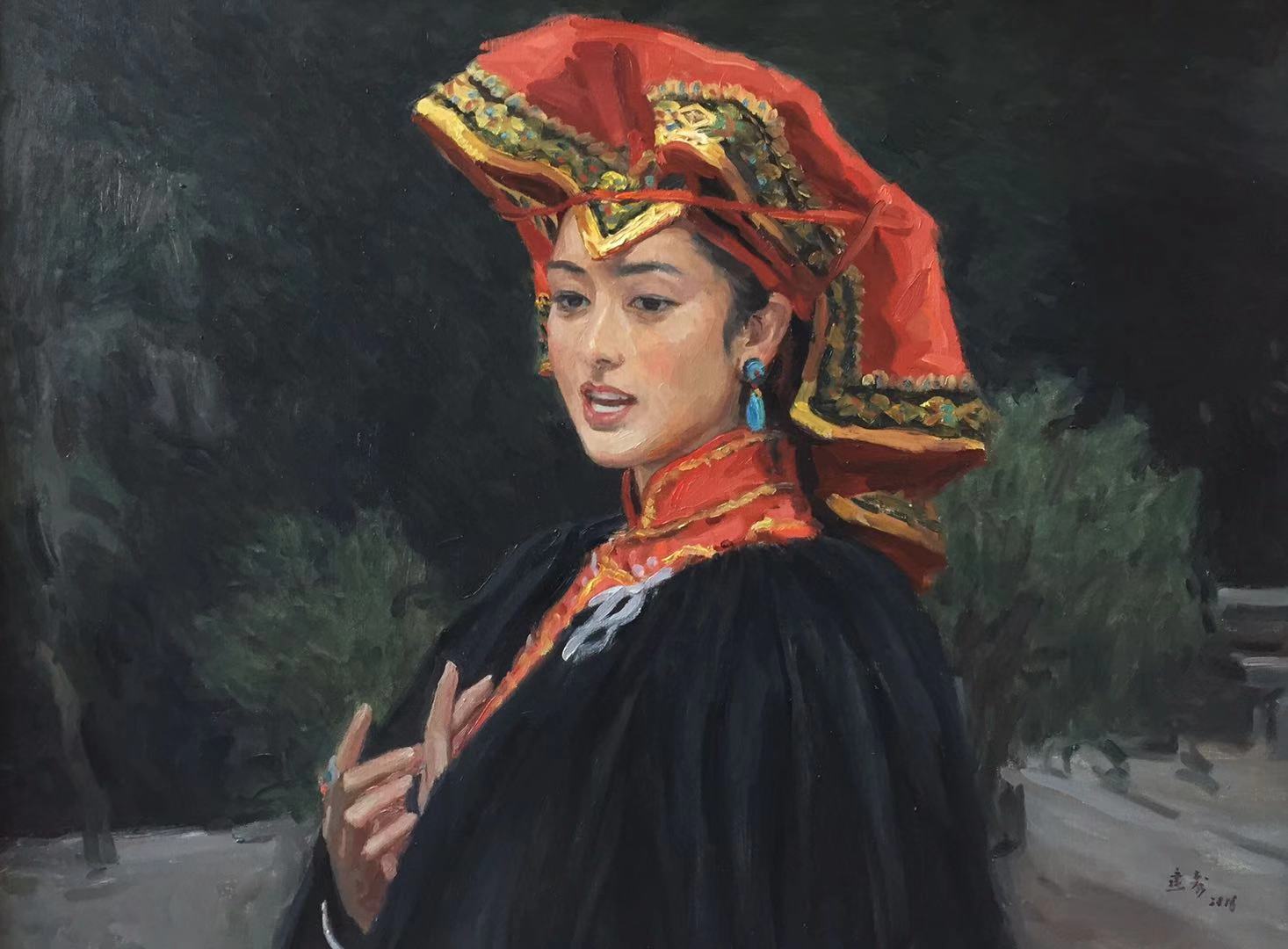 著名画家林建寿美女肖像作品欣赏图