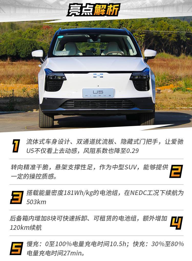 续航503km,空间很充裕,抢先试驾爱驰u5
