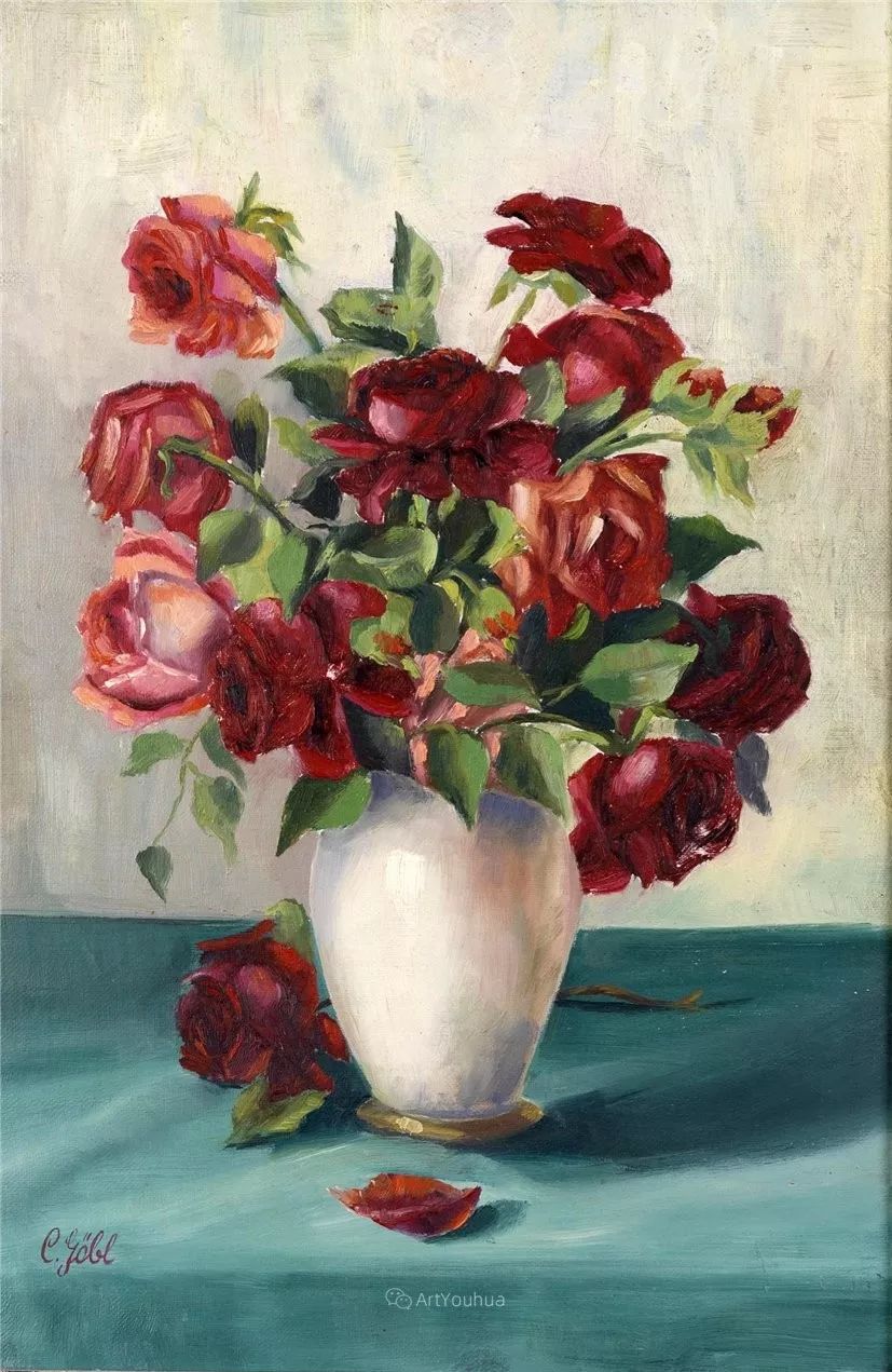 奥地利画家卡米拉哥布瓦尔很棒的静物花卉油画欣赏