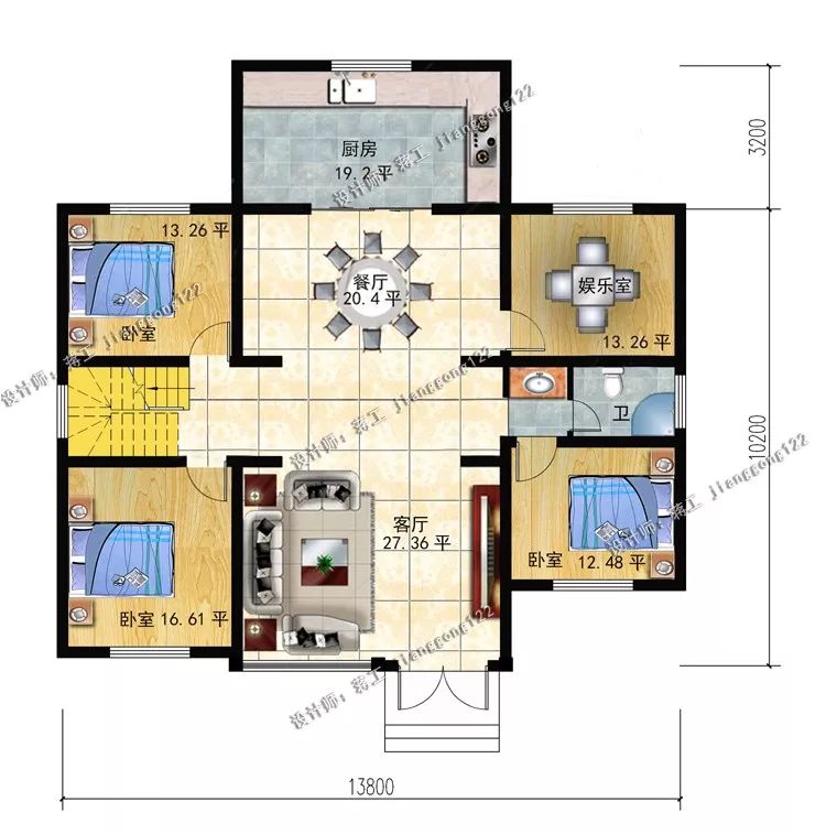 带阁楼的阳光房,不管是南方还是北方都是非常理想的建房户型