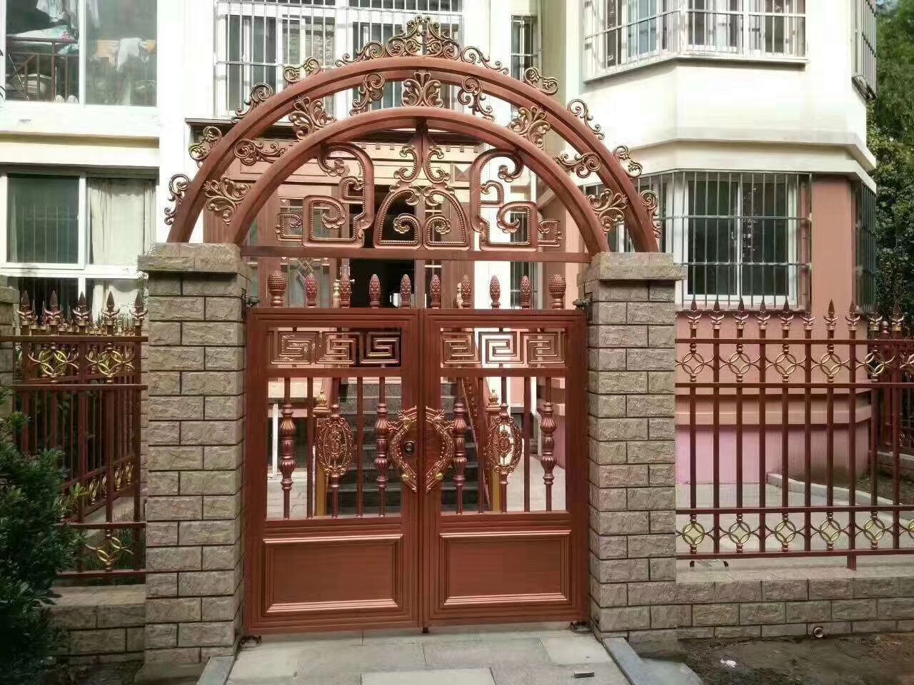 带门头铝艺小门定制简约风别墅铝艺小门中式别墅门定制新中式 流行