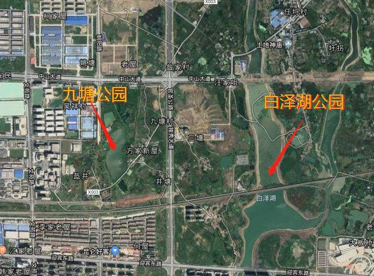 目前九塘公园和白泽湖公园都尚未开工建设.