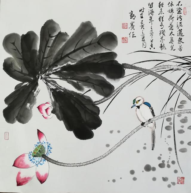 80后青年画家郭赛国画作品赏析之荷花