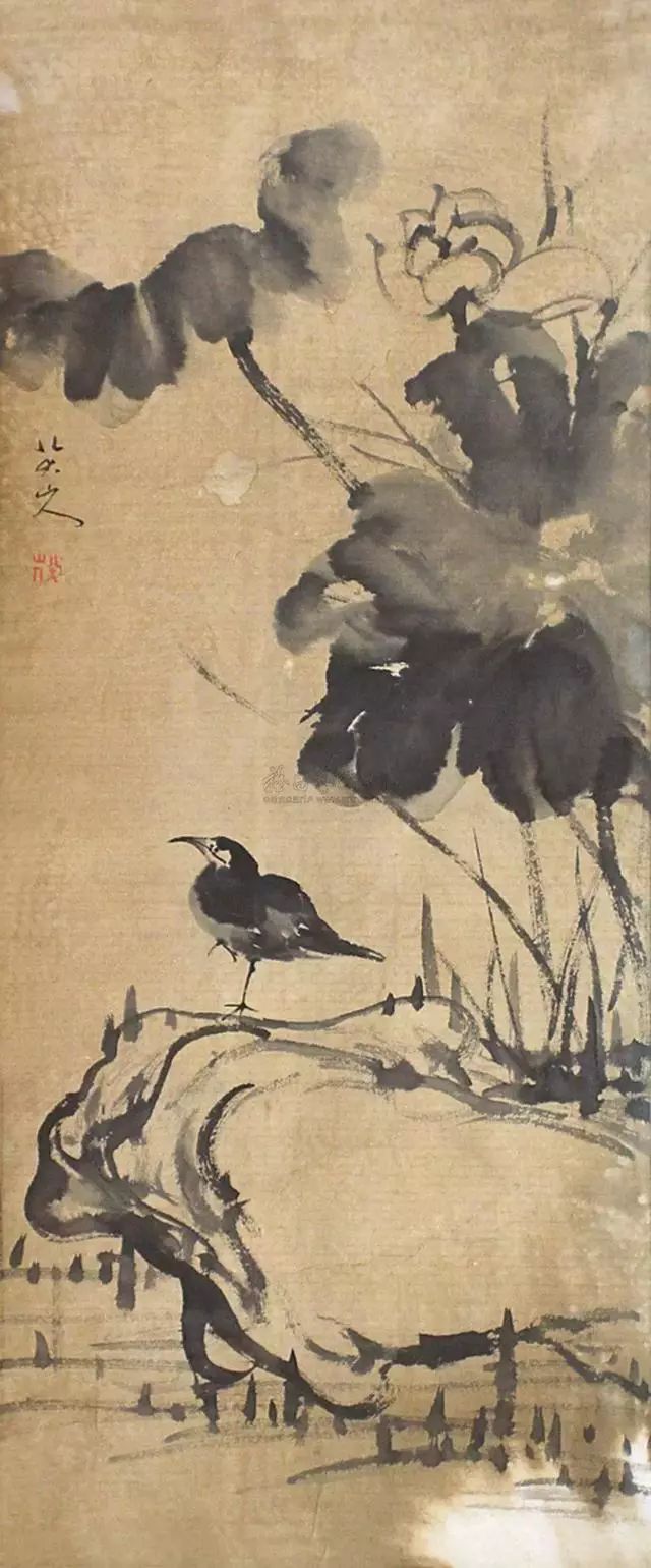 八大山人花鸟画一花一鸟皆是悲啼