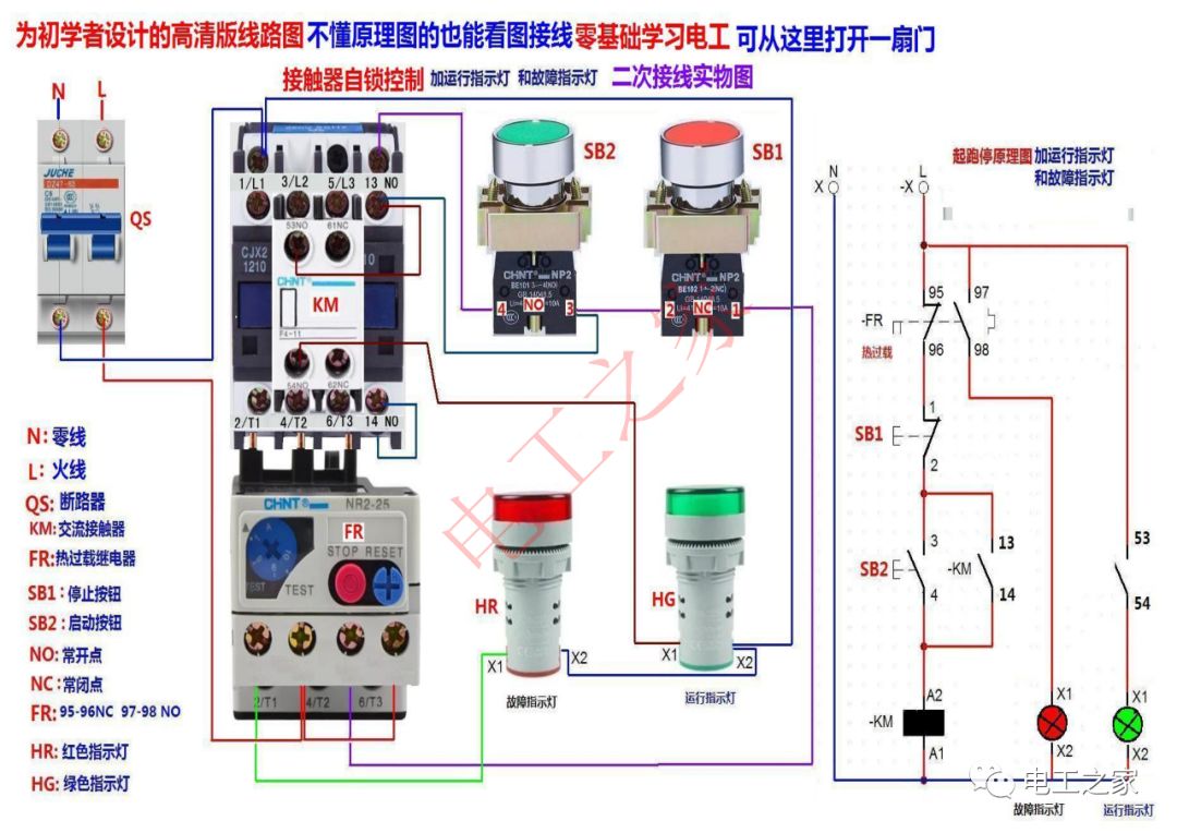 30個電工入門基礎電路老電工把實物接線圖給你對著實物學電路