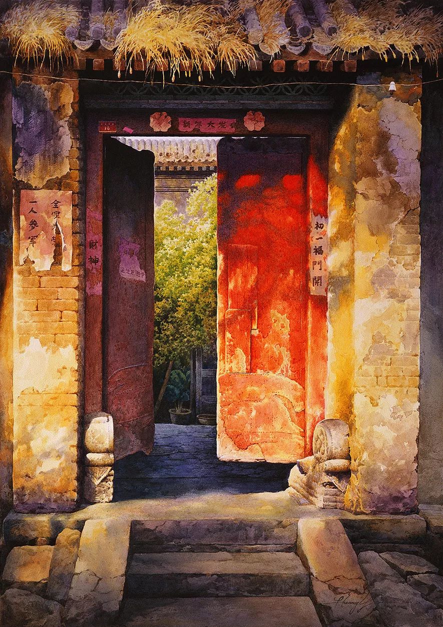 黄有维笔下的老北京胡同永远洒满阳光