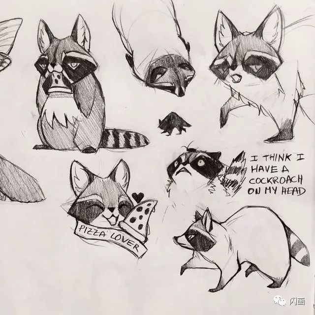 动物各种形态的手绘画稿