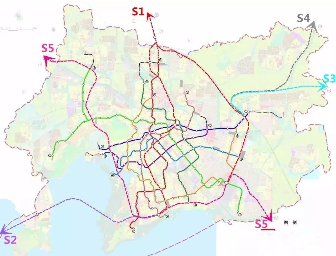 无锡s1-s5市域线示意图无锡快速路网规划为提升无锡核心竞争力,加快