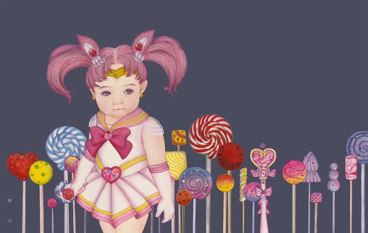 美少女战士之小小兔/ sailor moon bunny86cmx54cm纸本设色/ ink and