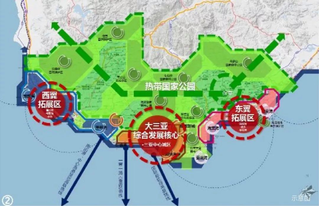 "北至海榆东线,西至榆亚大道,东至大茅路(现为安游路),南至规划亚龙湾