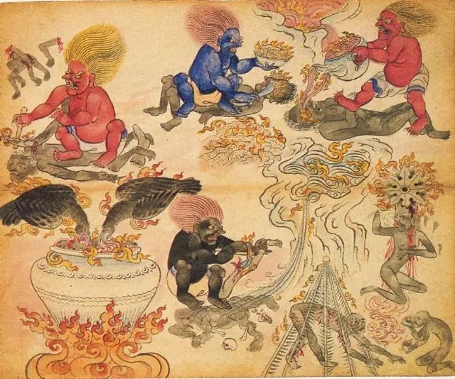 地狱变相图蒙古绘画